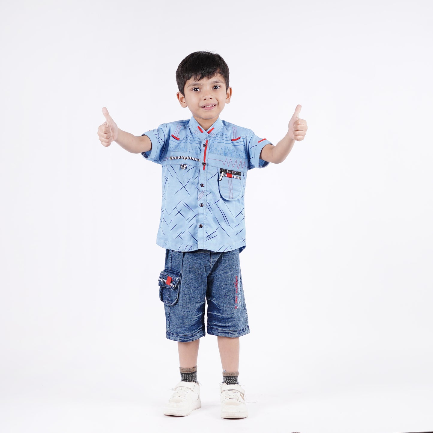 Boys Fancy Shirt with Embroided Short