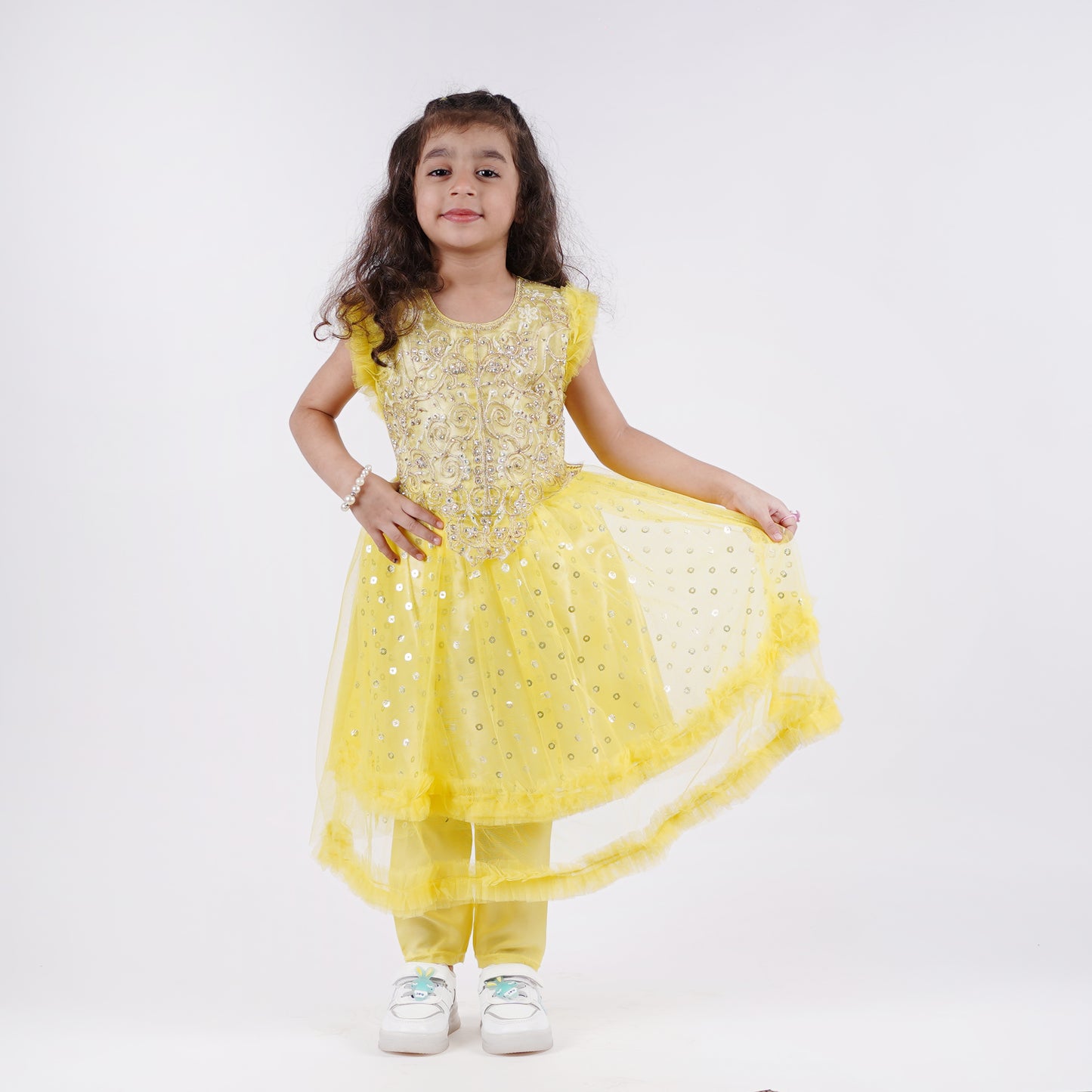 Girls Fancy Yellow Frock