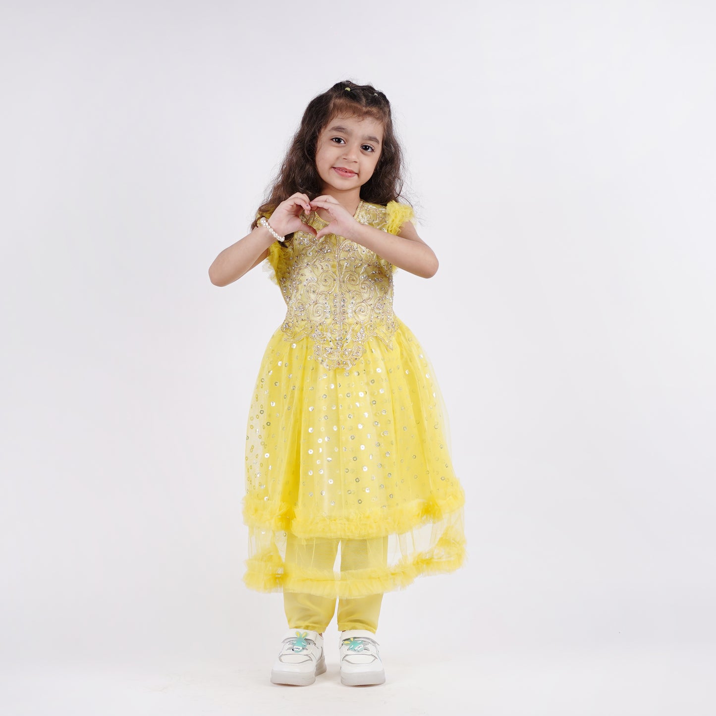 Girls Fancy Yellow Frock