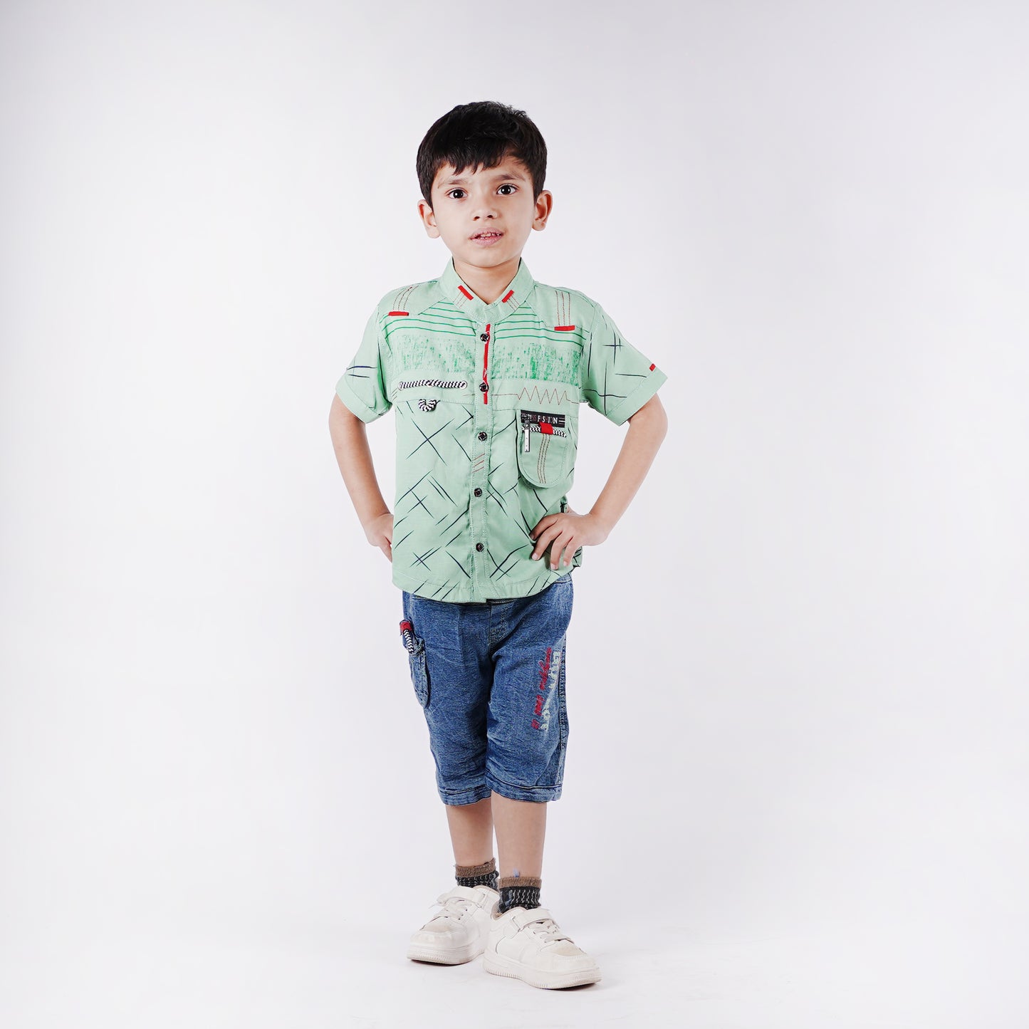 Boys Fancy Shirt with Embroided Short