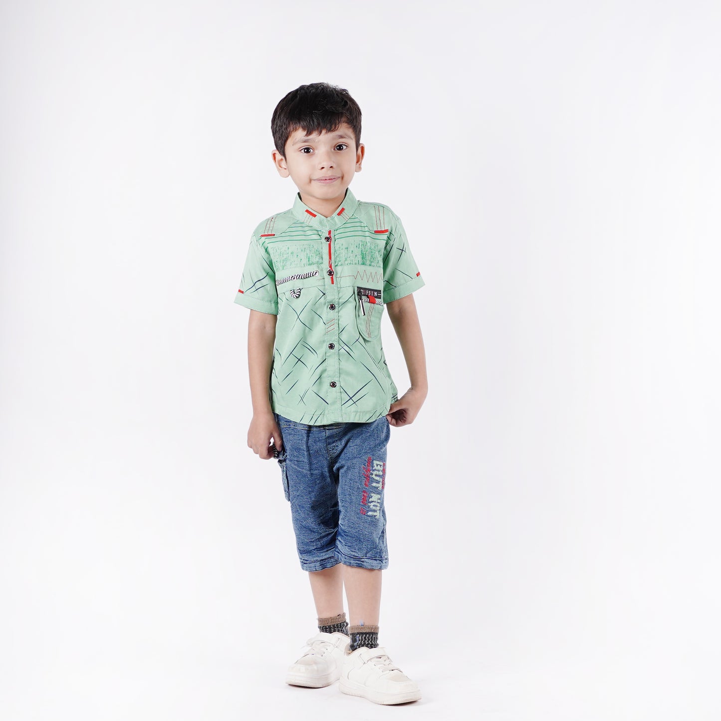 Boys Fancy Shirt with Embroided Short