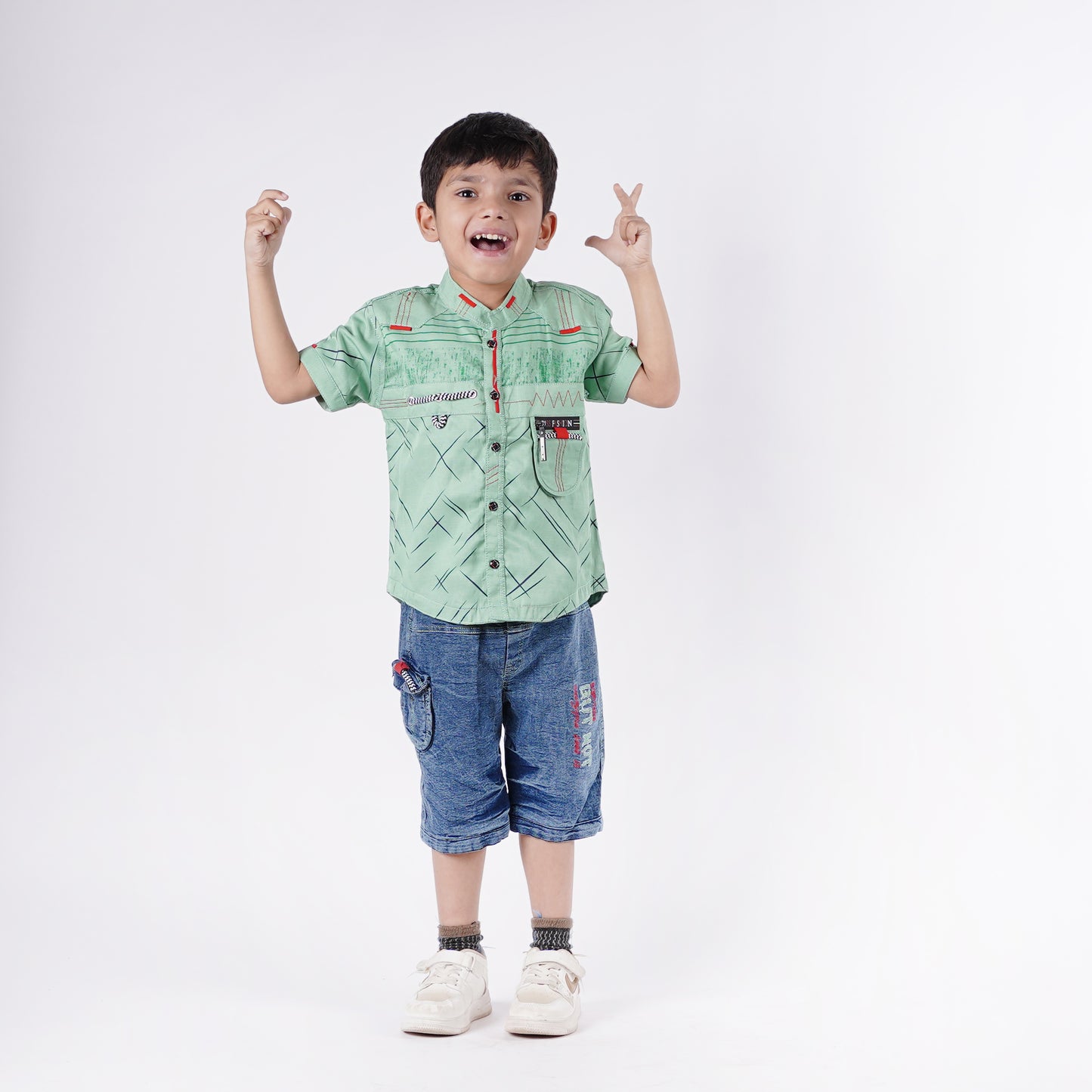 Boys Fancy Shirt with Embroided Short