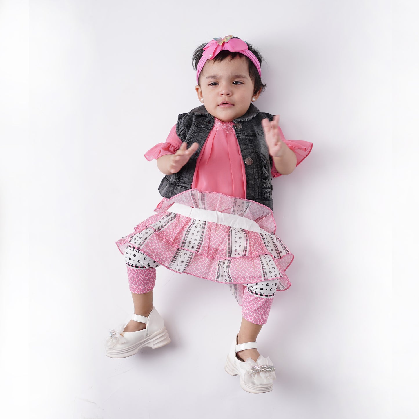 Girls 4pc Fancy Top with Skirt and Pant