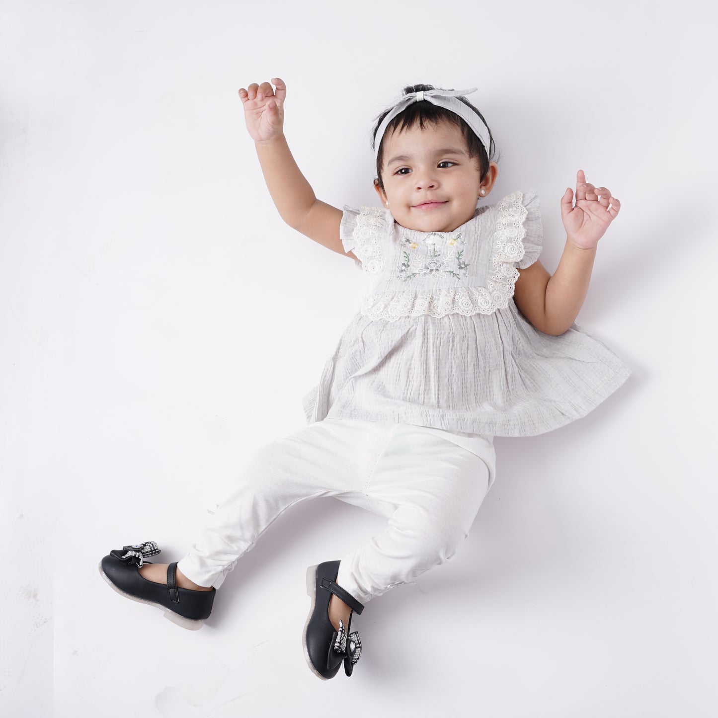 Girls Fancy Cotton Frock with Belt with Pajama