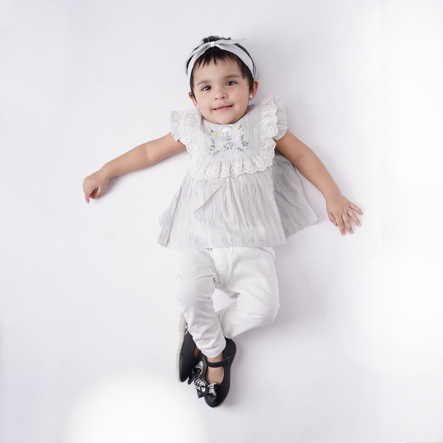 Girls Fancy Cotton Frock with Belt with Pajama