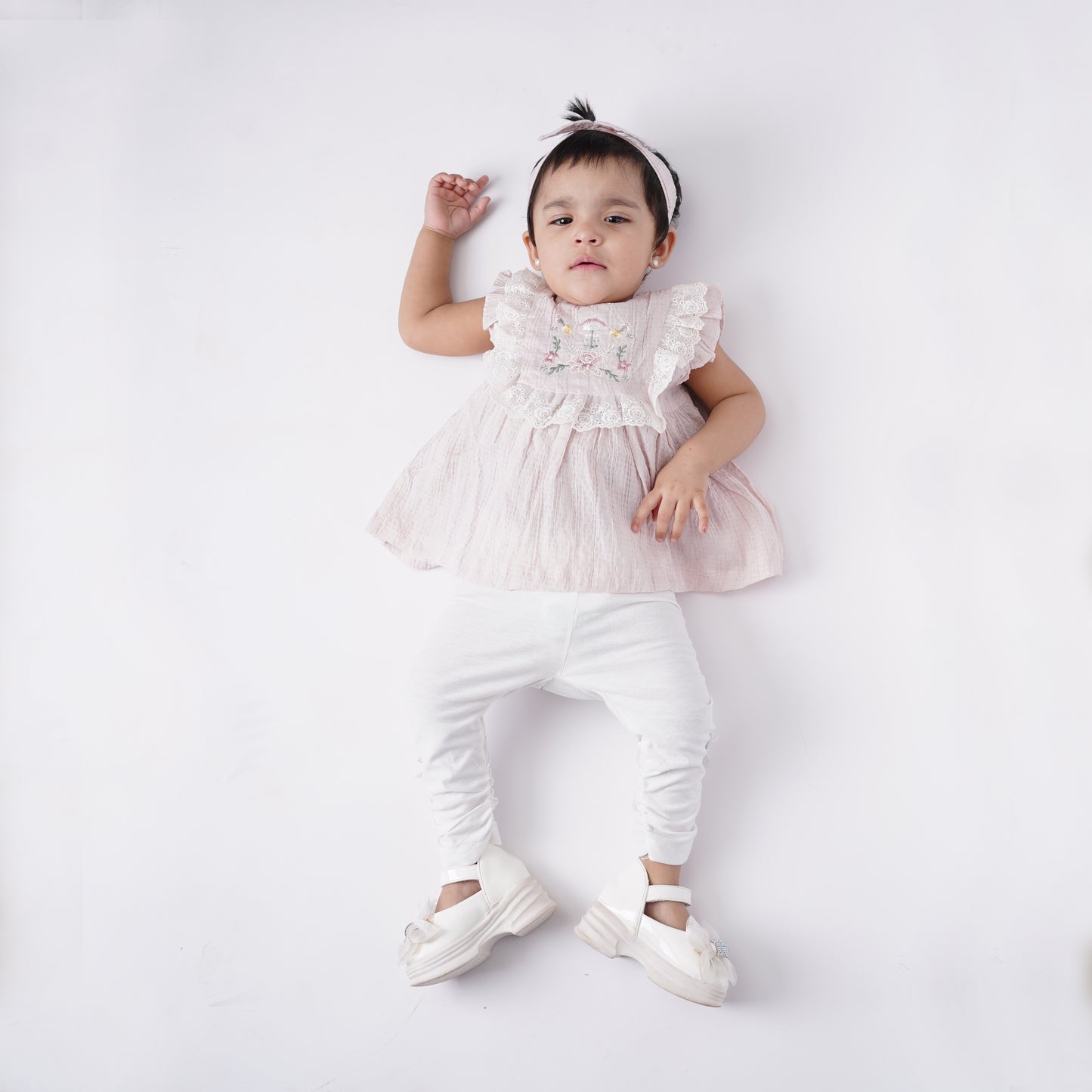 Girls Fancy Cotton Frock with Belt with Pajama