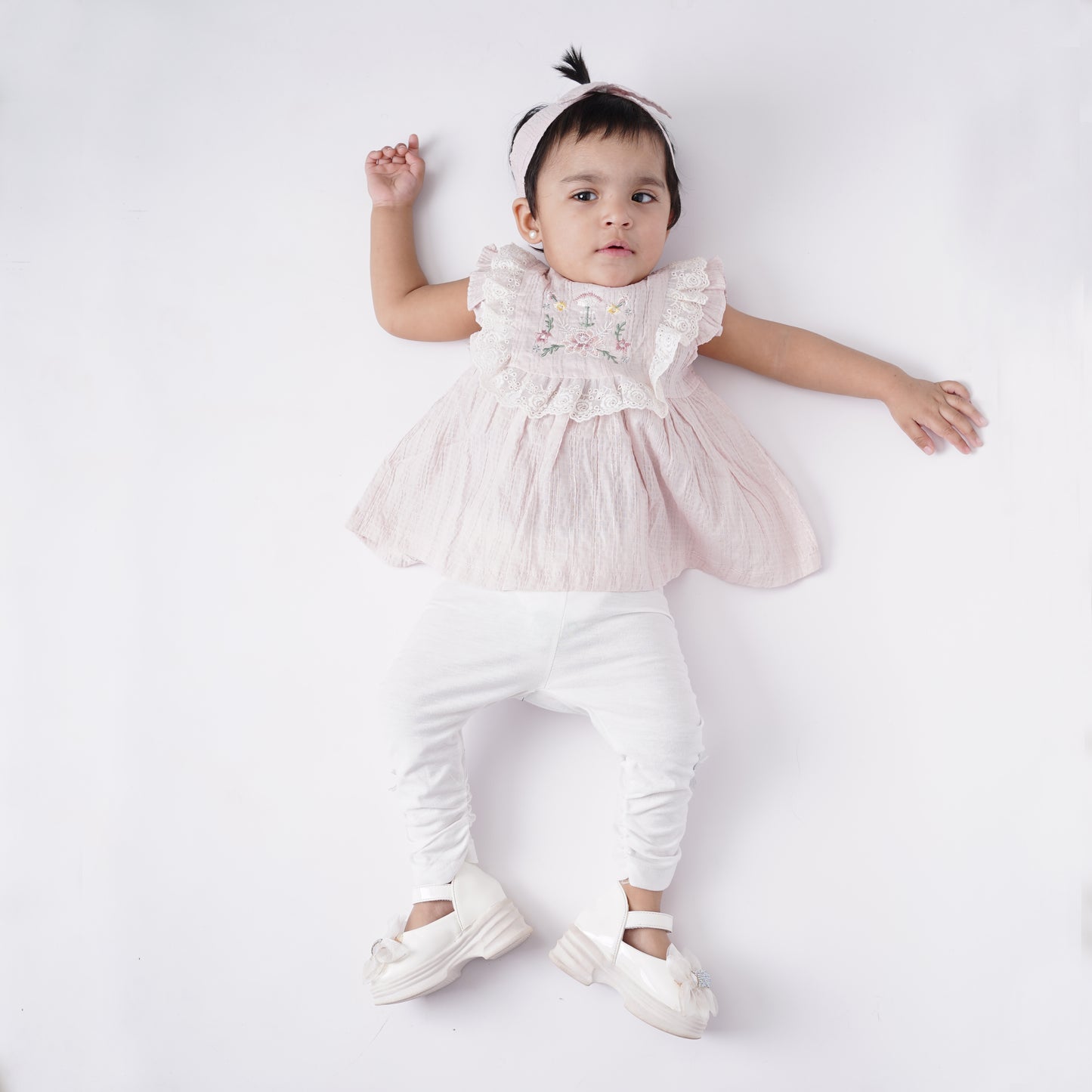 Girls Fancy Cotton Frock with Belt with Pajama