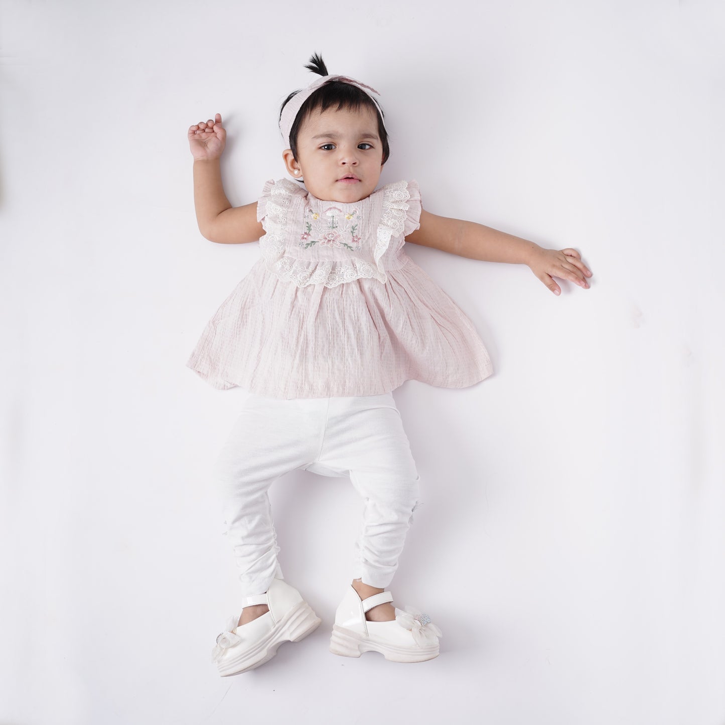 Girls Fancy Cotton Frock with Belt with Pajama