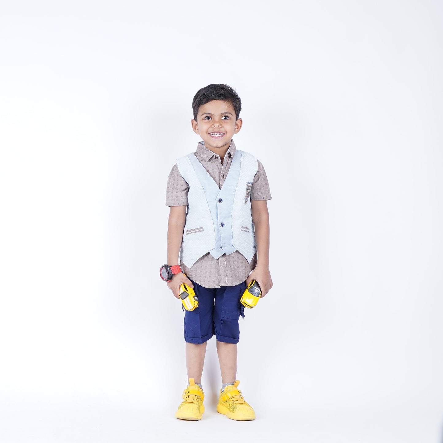 Boys 3pc Lining Shirt with West Coat & Short