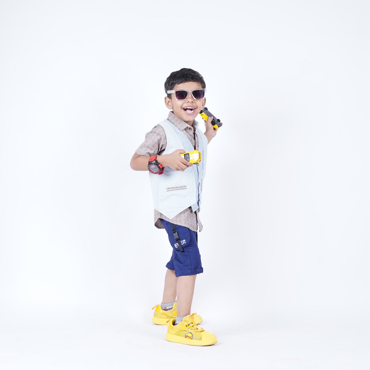 Boys 3pc Lining Shirt with West Coat & Short