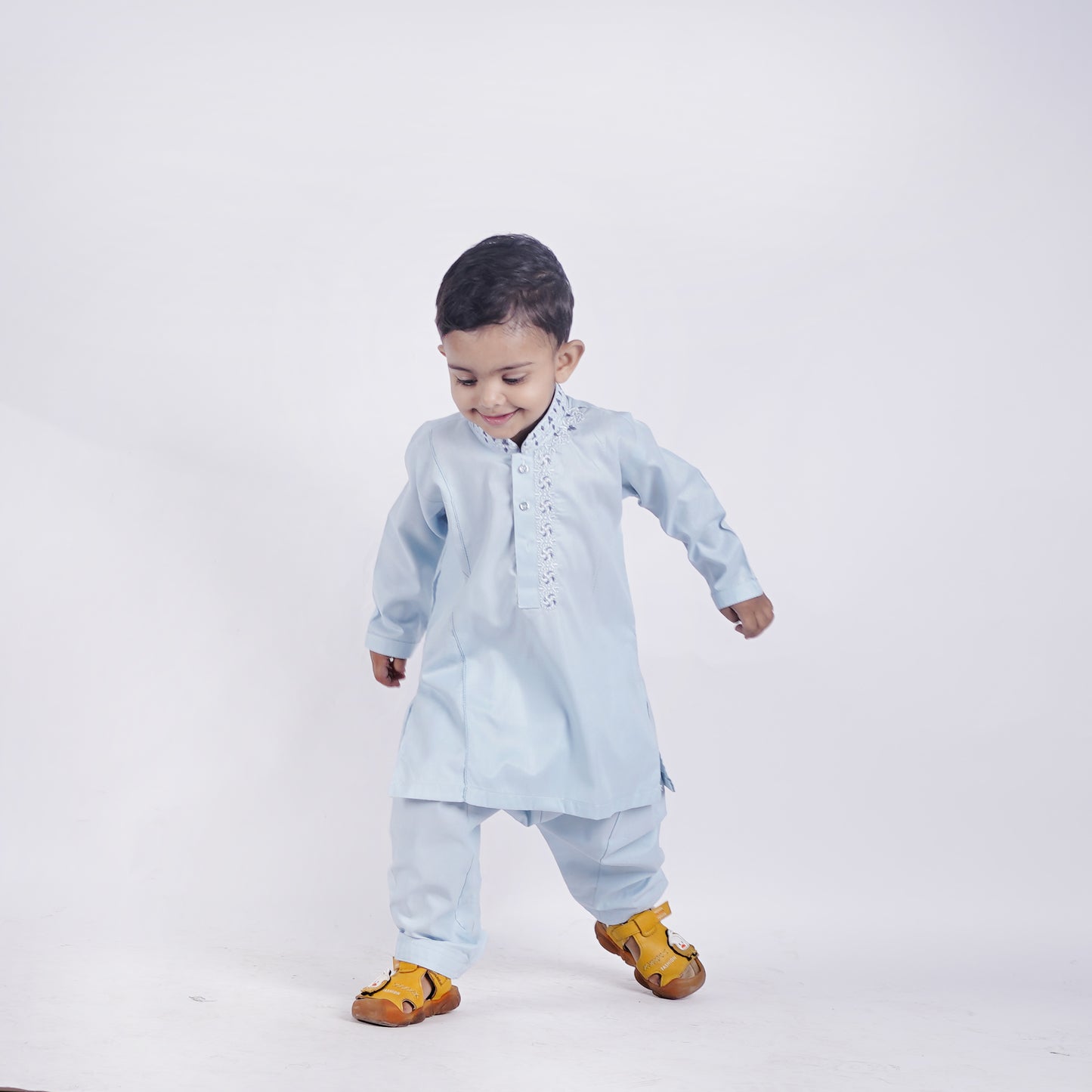 Boys Sky Blue Shalwar Kameez with Embroidery