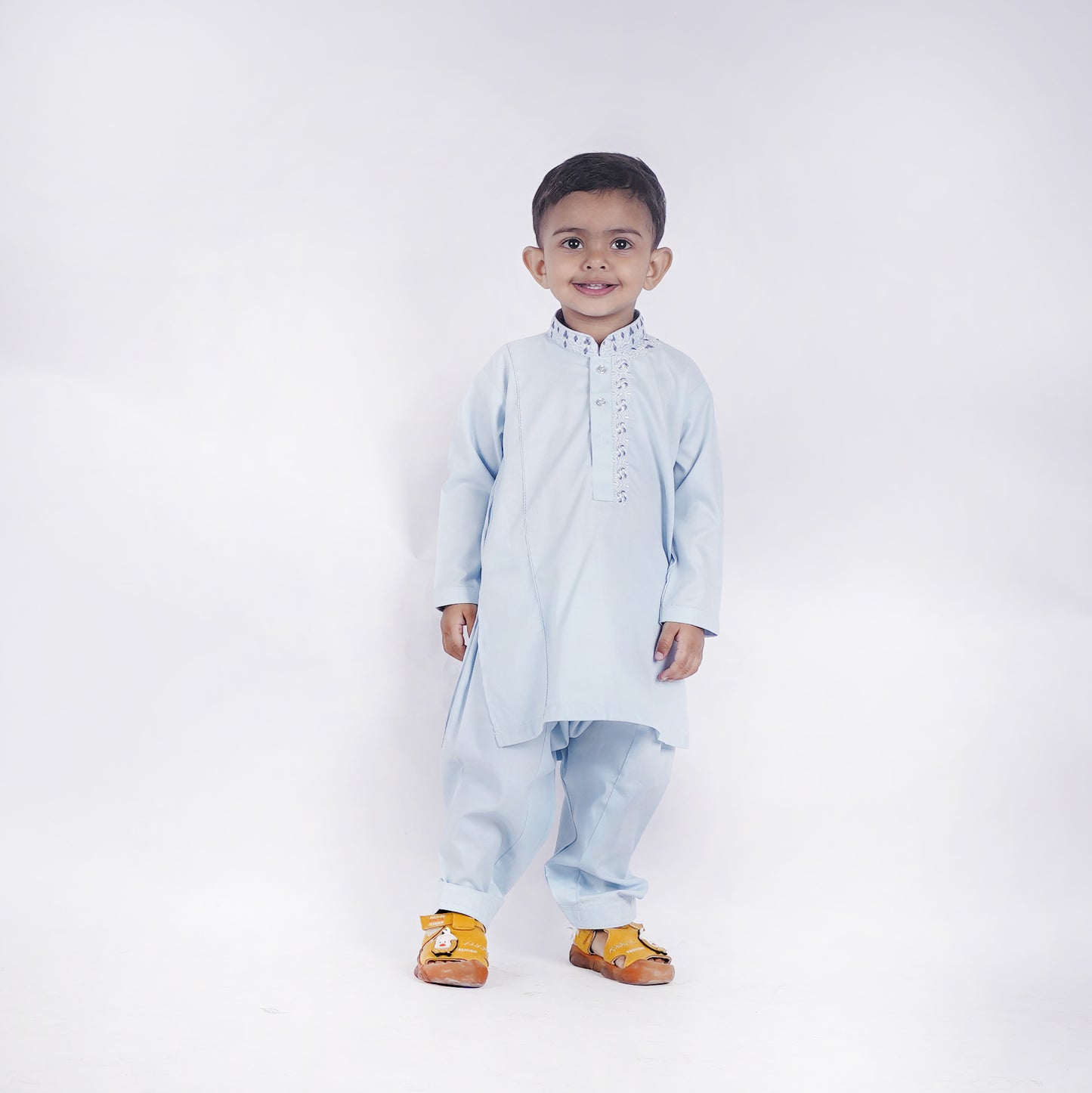 Boys Sky Blue Shalwar Kameez with Embroidery