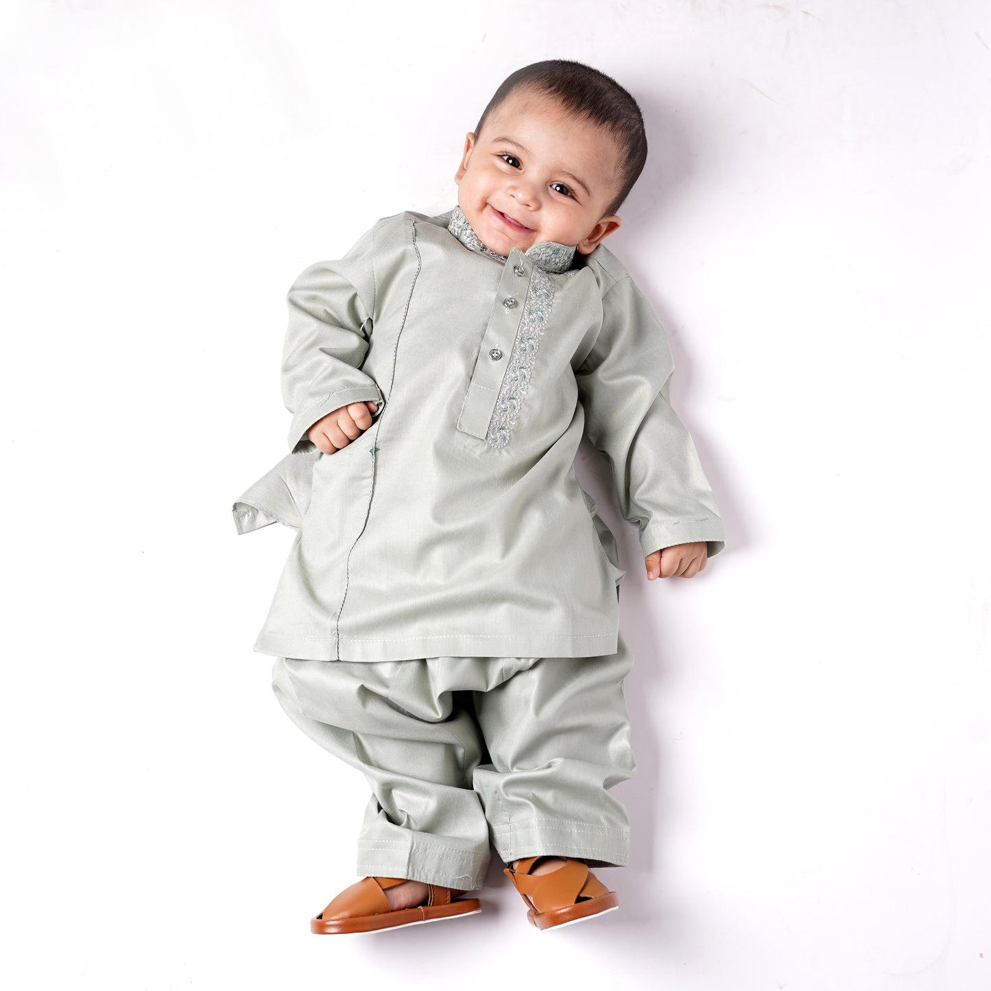 Boys Sea Grean Shalwar Kameez with Embroidery