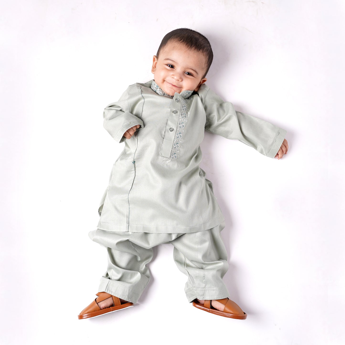 Boys Sea Grean Shalwar Kameez with Embroidery