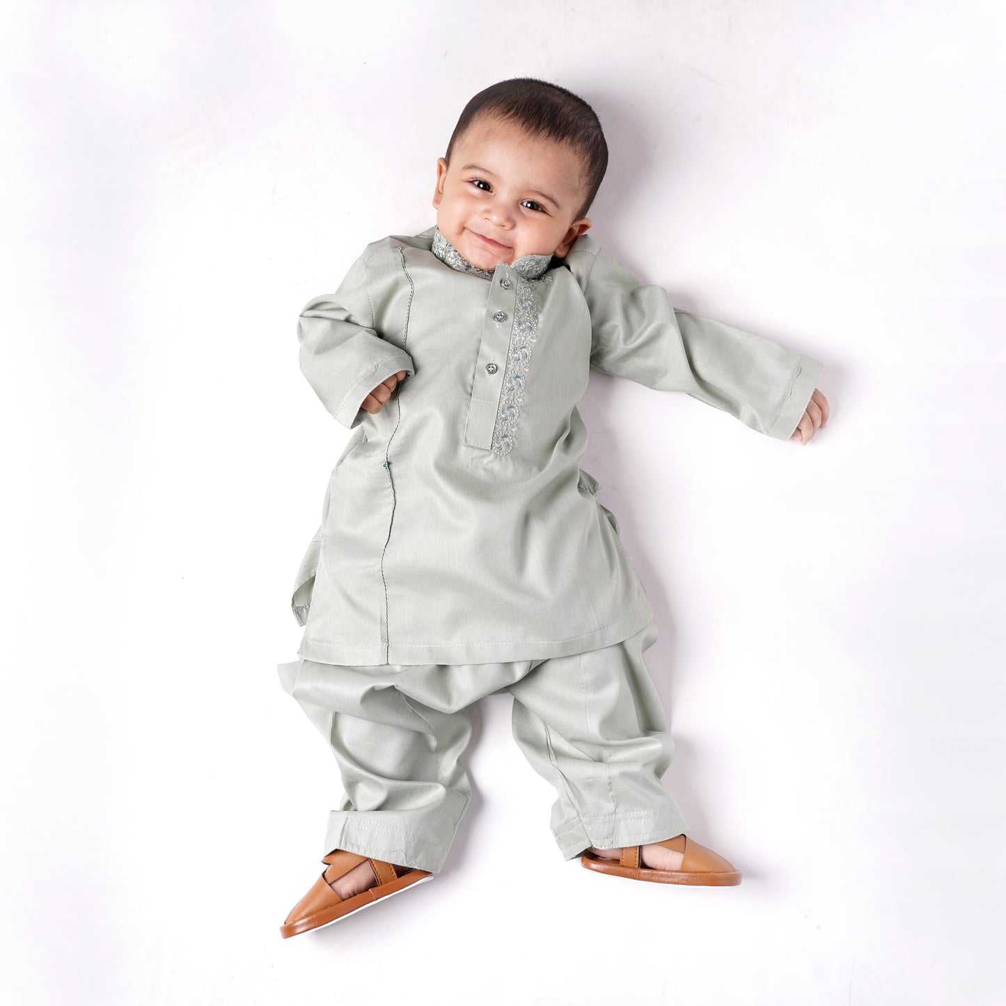Boys Sea Grean Shalwar Kameez with Embroidery