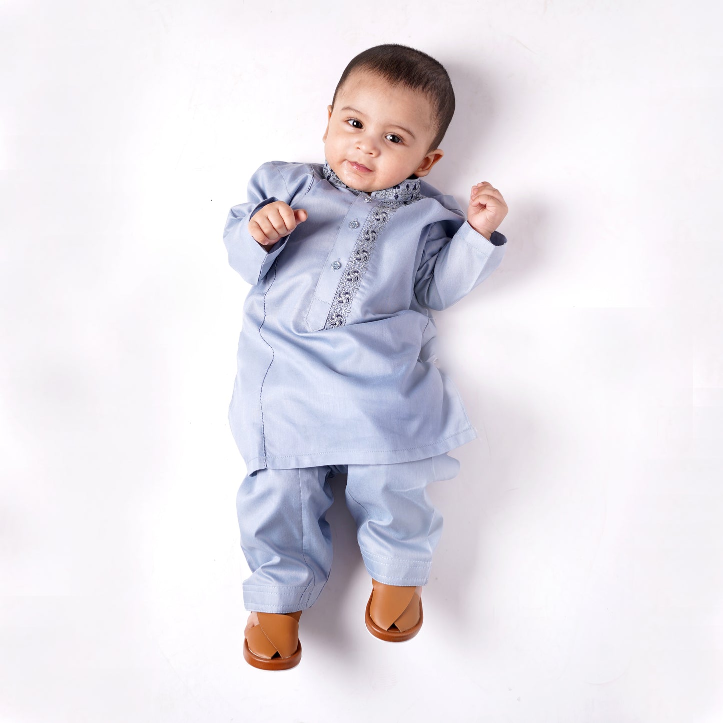 Boys Blue Shalwar Kameez with Embroidery