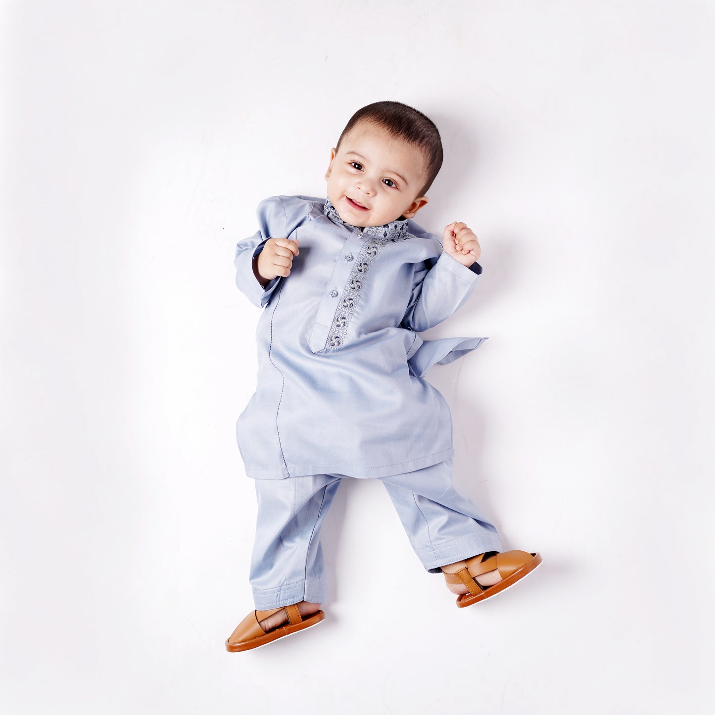 Boys Blue Shalwar Kameez with Embroidery