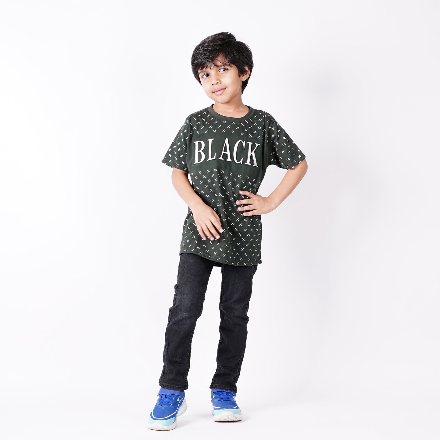 Boys Black Logo Design Tshirt