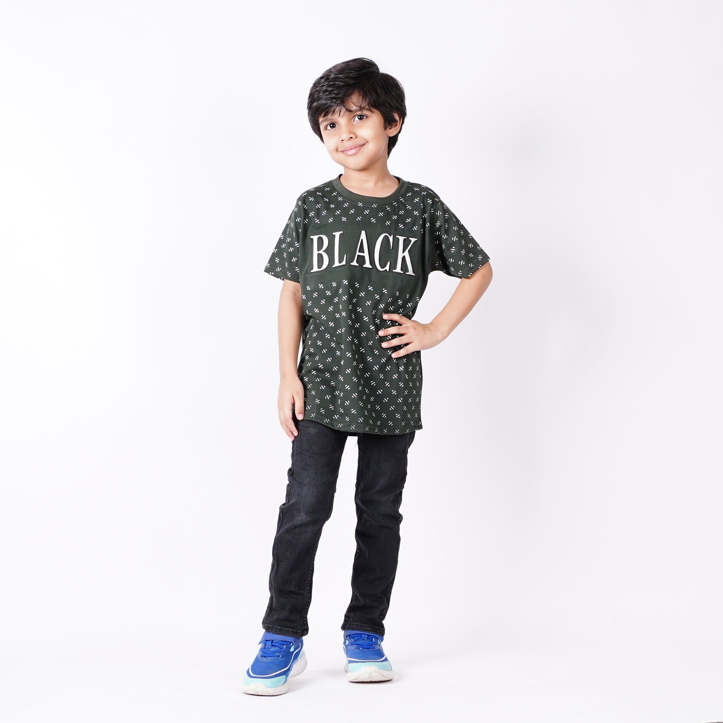 Boys Black Logo Design Tshirt
