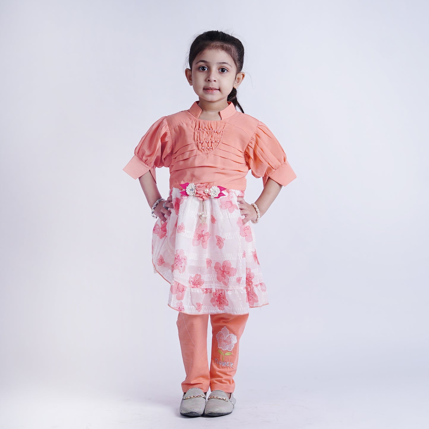 Girls Fancy Frock with Embroided Pajama