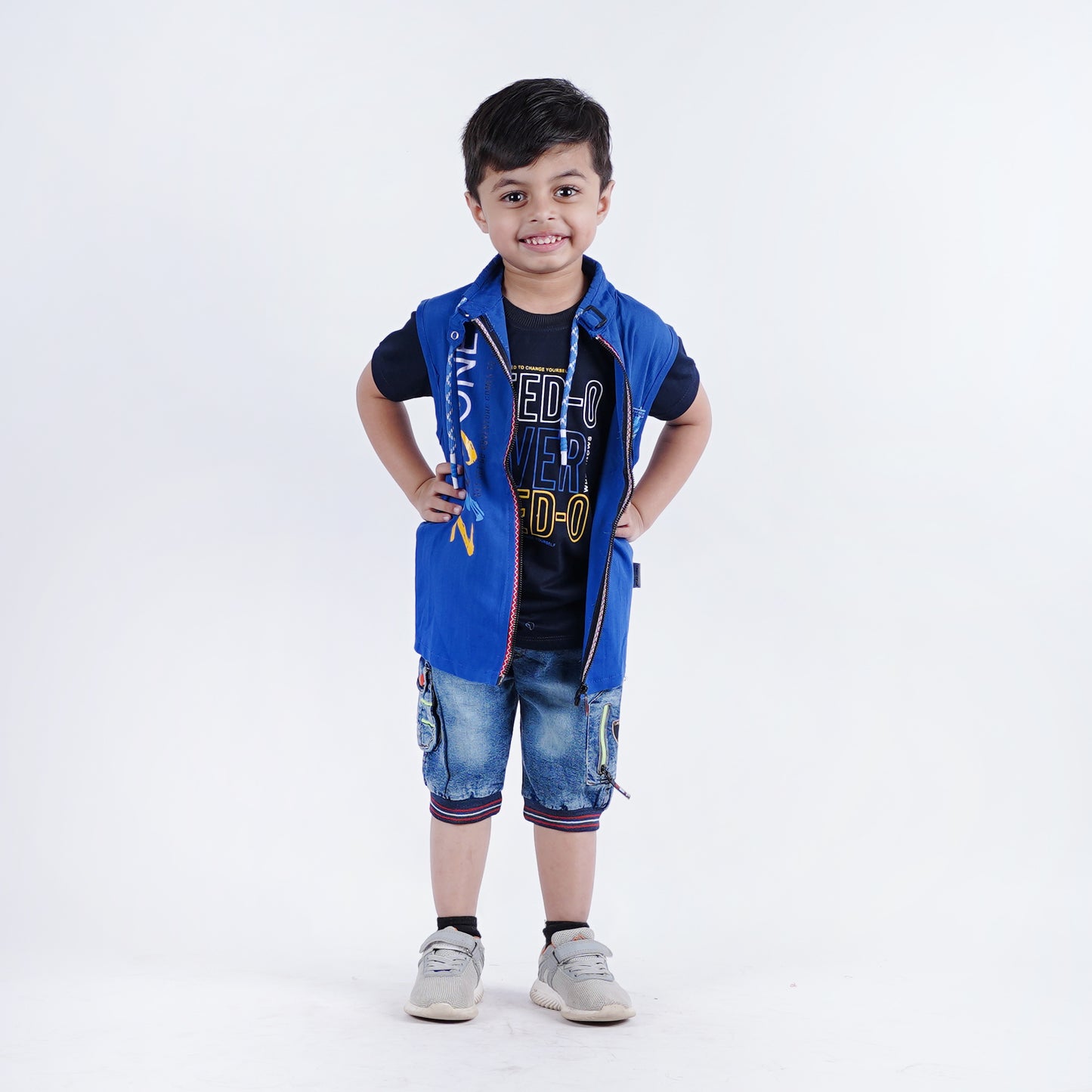 Boys 3pc T-Shirt with Sando Zipper & Short