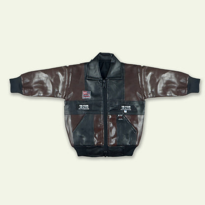 Boys Black & Brown Leather Jacket