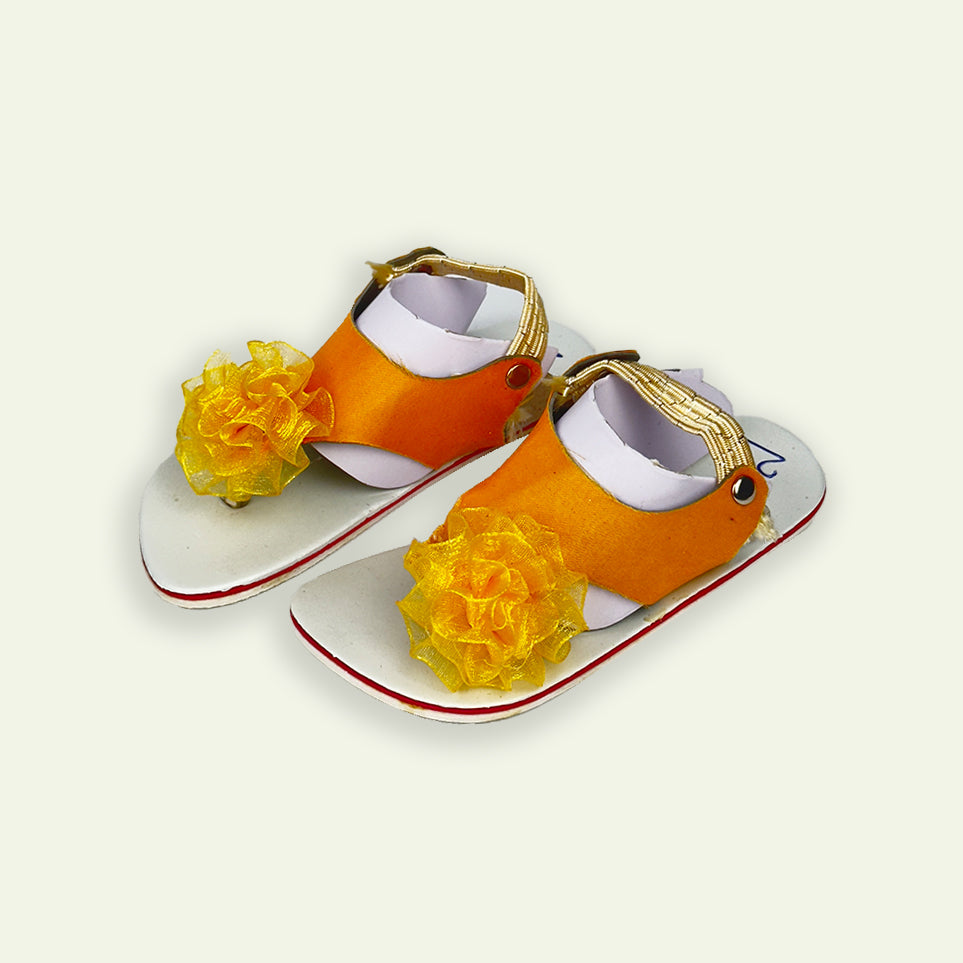 Girls Flower Bunch Orange Color Sandal