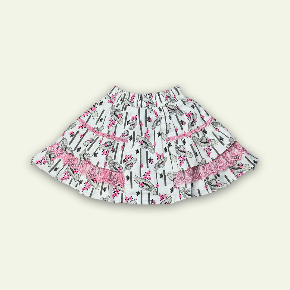 Girls 3pc Embroided Top with Printed Skirt and Pajama