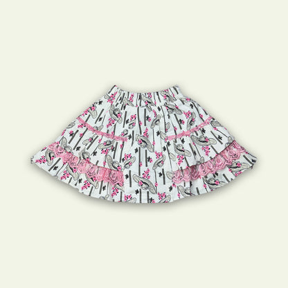 Girls 3pc Embroided Top with Printed Skirt and Pajama