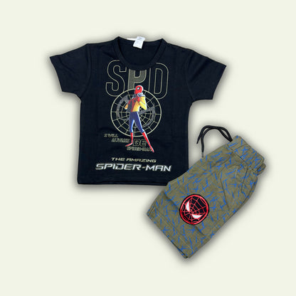 Boys Amazing Spiderman T-Shirt with Printed Short