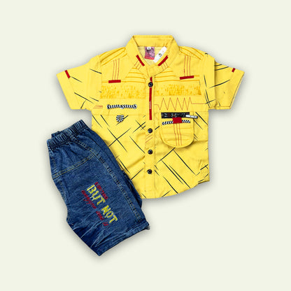 Boys Fancy Shirt with Embroided Short