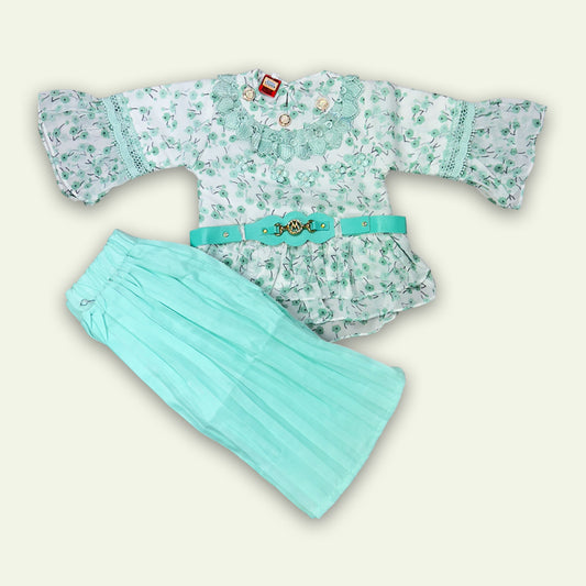 Girls Fancy Printed Top with Belt Pajama
