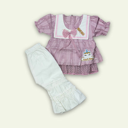 Girls Fancy Embroided Frock with Flapper Pajama