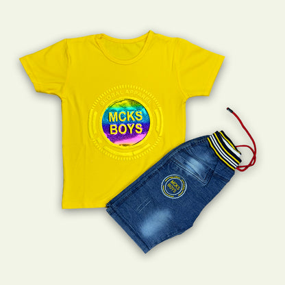 Boys Embossed T-Shirt with Short