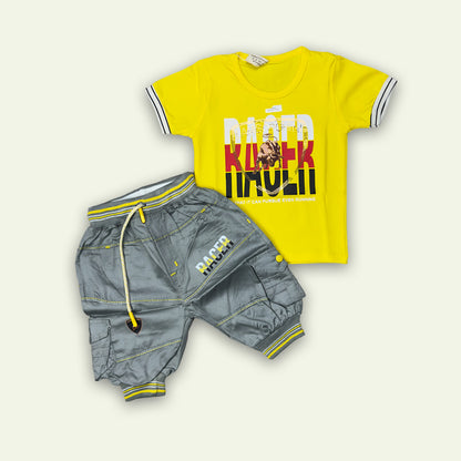 Boys Yellow Fancy Racer T-Shirt with Short