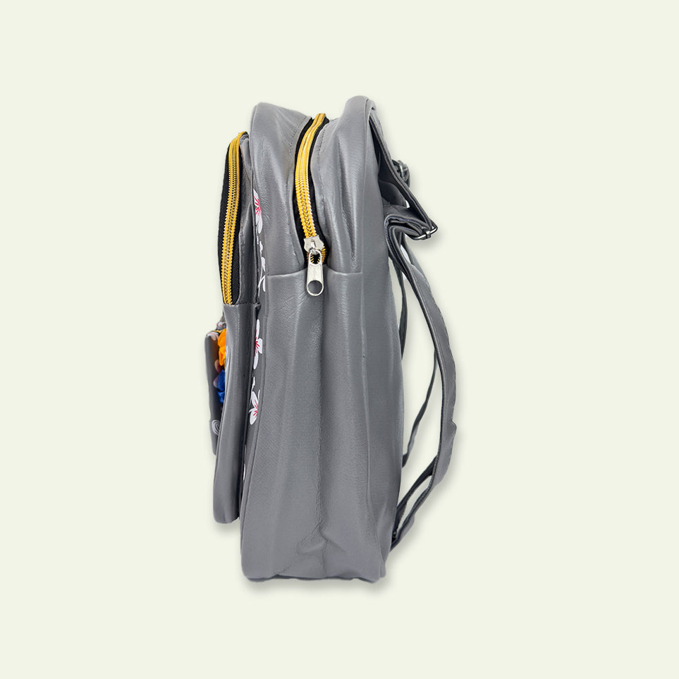 Stylish Gray Bag with Extra Pocket