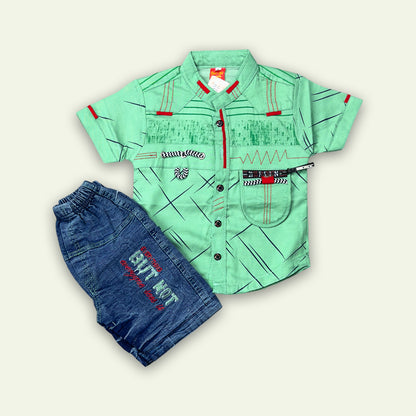 Boys Fancy Shirt with Embroided Short