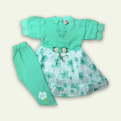 Girls Fancy Frock with Embroided Pajama
