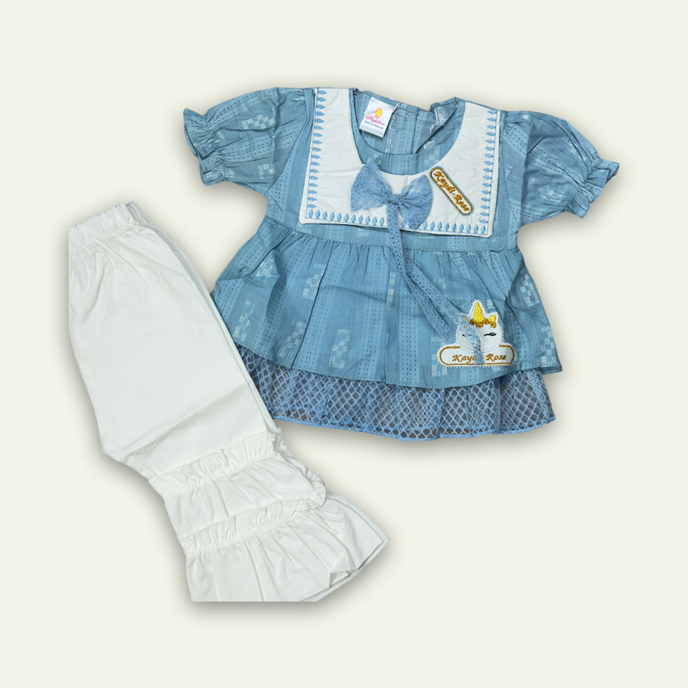 Girls Fancy Embroided Frock with Flapper Pajama