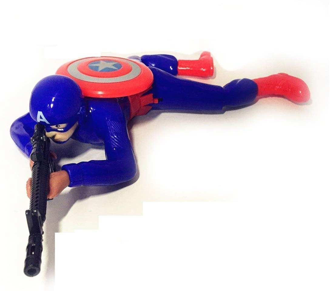 ChulBulay's Battery-Operated Crawling Captain America Toy with Light and Sound for Kids