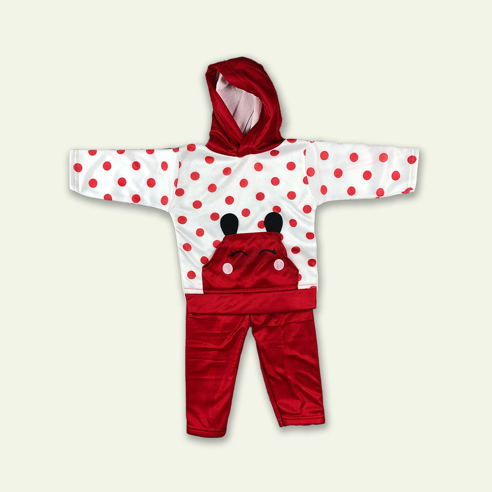 Girls Polka Dot Winter Hoodie Suit