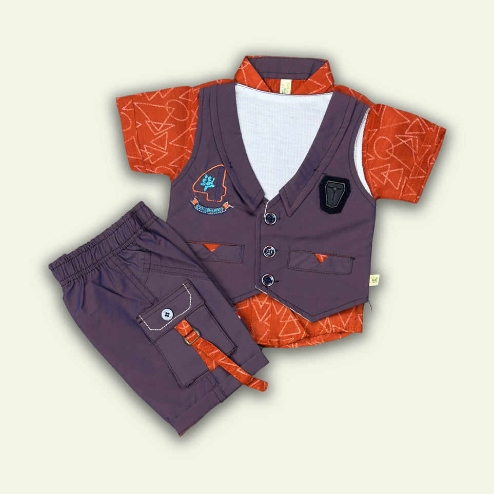 Boys Fancy 3pc Printed Shirt with baggie Short