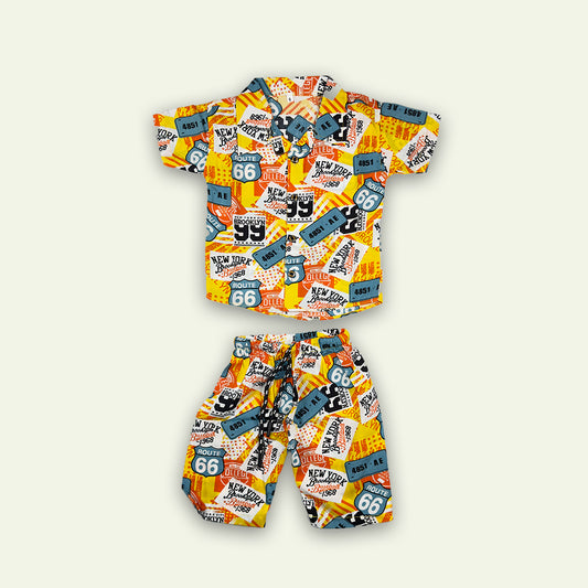 Boys Newspaper Style Suit Yellow