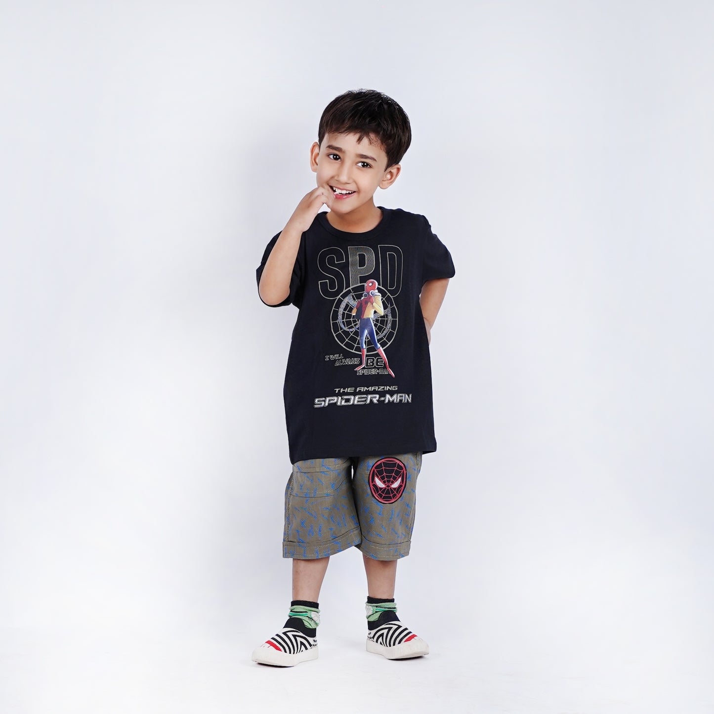 Boys Amazing Spiderman T-Shirt with Printed Short