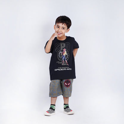 Boys Amazing Spiderman T-Shirt with Printed Short