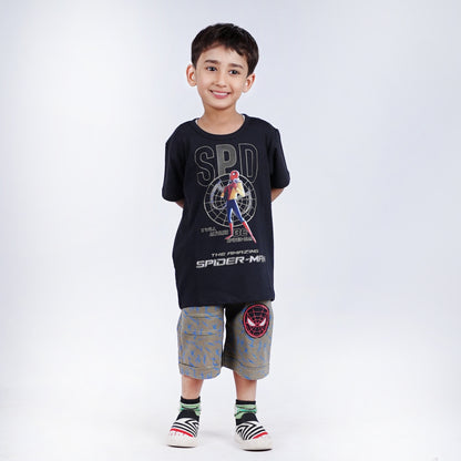 Boys Amazing Spiderman T-Shirt with Printed Short