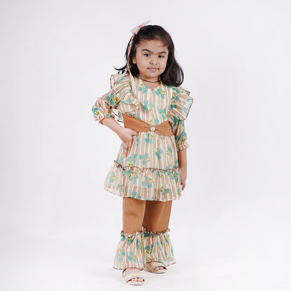 Girls Fancy Stripe 2 Color Top with Pajama