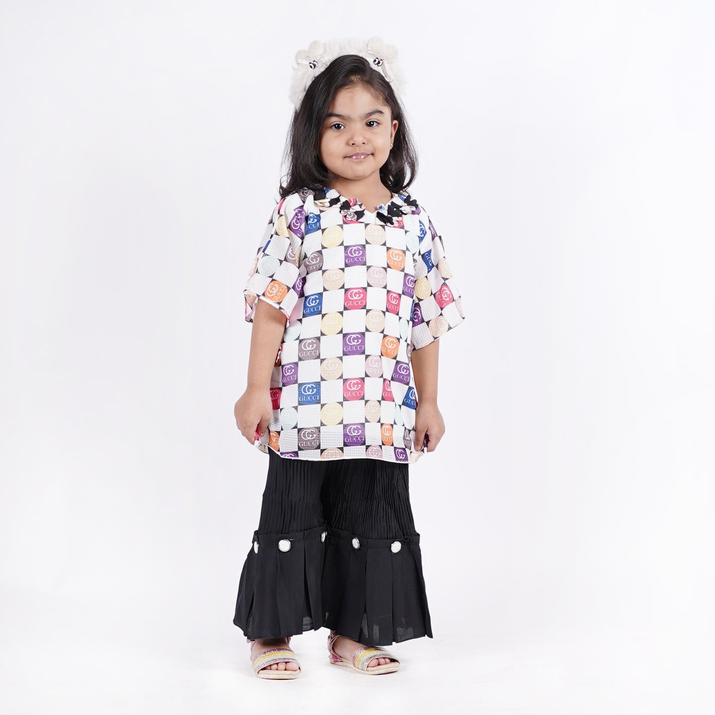 Girls Gucci Printed Checked Shirt with Pajama