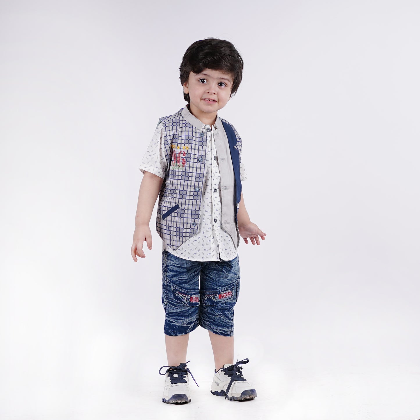 Boys 3pc Printed T-shirt with Denim Short