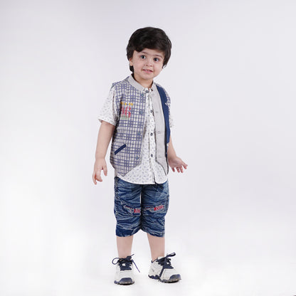 Boys 3pc Printed T-shirt with Denim Short